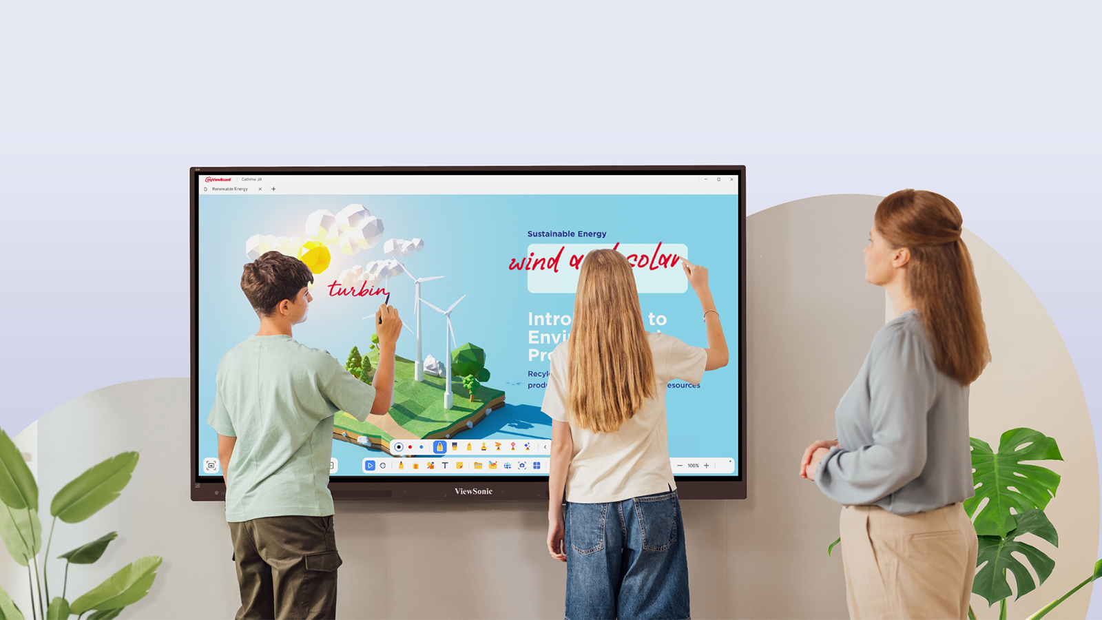 Pantalla interactiva en aula educativa — ViewSonic Paraguay